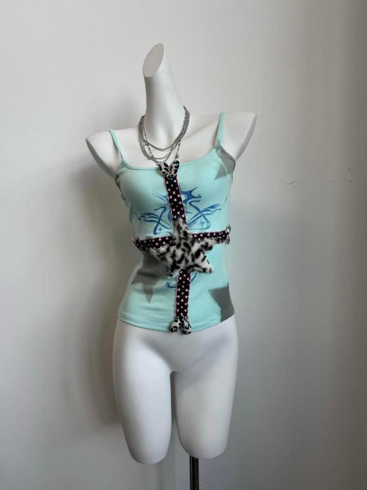 Y2k Stil Estetisk Søt Sexy Tanktopper Kvinner Sommer Ermeløs Hverdagsklær Harajuku Leopardtrykk Croppet Grunge Emo Jenter