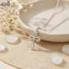 Effie Queen 100% S925 Silver 14k Gold Cross Shaped Round Zirconia Pendant Necklace Religious Jewelry for Women, Men Casual APN42