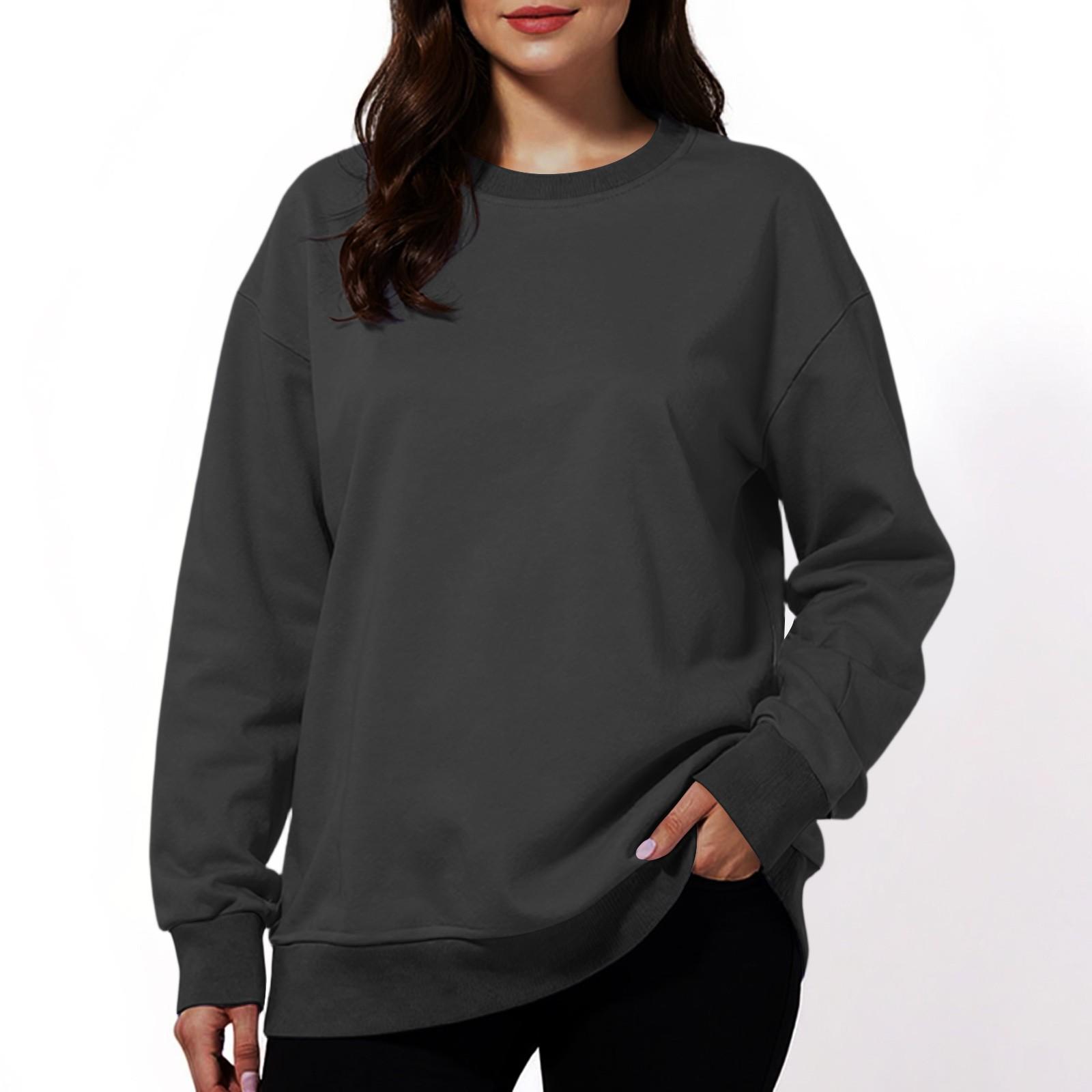 

Women s Fashion Solid Color Casual Long Sleeve Hoodie L чорний
