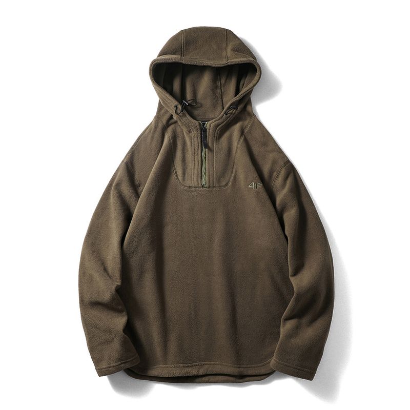 American Style Half Zipper Hood Double-sided Polar Fleece Hoodie Men's Autumn and Winter Outerwear Foreign Trade Cattle Goods Outdoor Fleece Jacket
