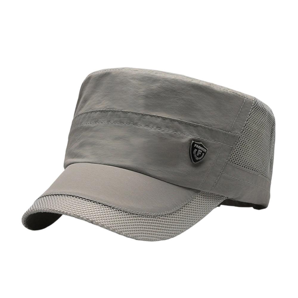 

Fashion Summer Fishing Hat Cotton Anti-UV Baseball Cap Casual Mesh Breathable Peaked cap Men Women світло-сірого кольору