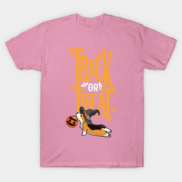 T Shirt Women Funny Corgi Yoga Trick Or Treat Halloween Harajuku Print Kawaii Tshirt Summer Short Sleeve Female T-Shirt Top Tee