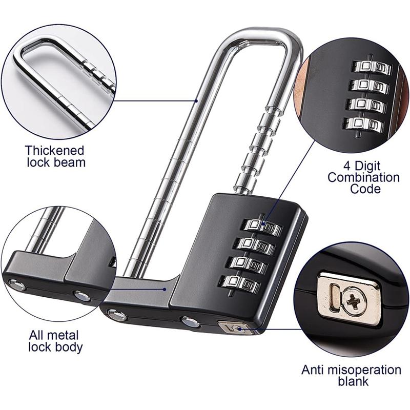 AD23-1 PCS Cabinet Lock Combination Padlock Code Long Adjustable Shackle Lock For School,Gym Black