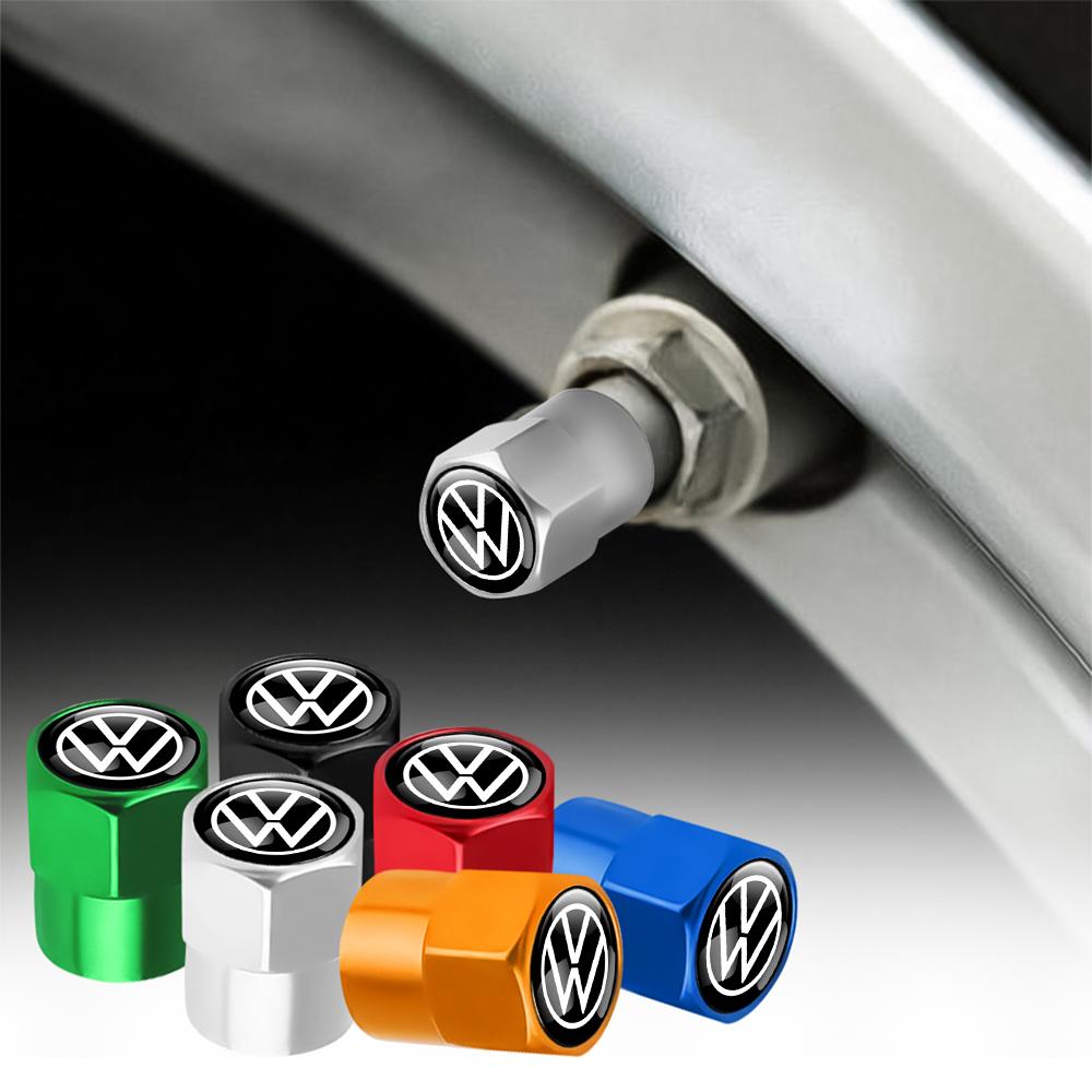 Car Metal Wheel Tire Valve Caps 3D Epoxy Badge Interior Sticker for Volkswagen VW GTI R Touareg Passat Scirocco Polo Touran GolfKV6