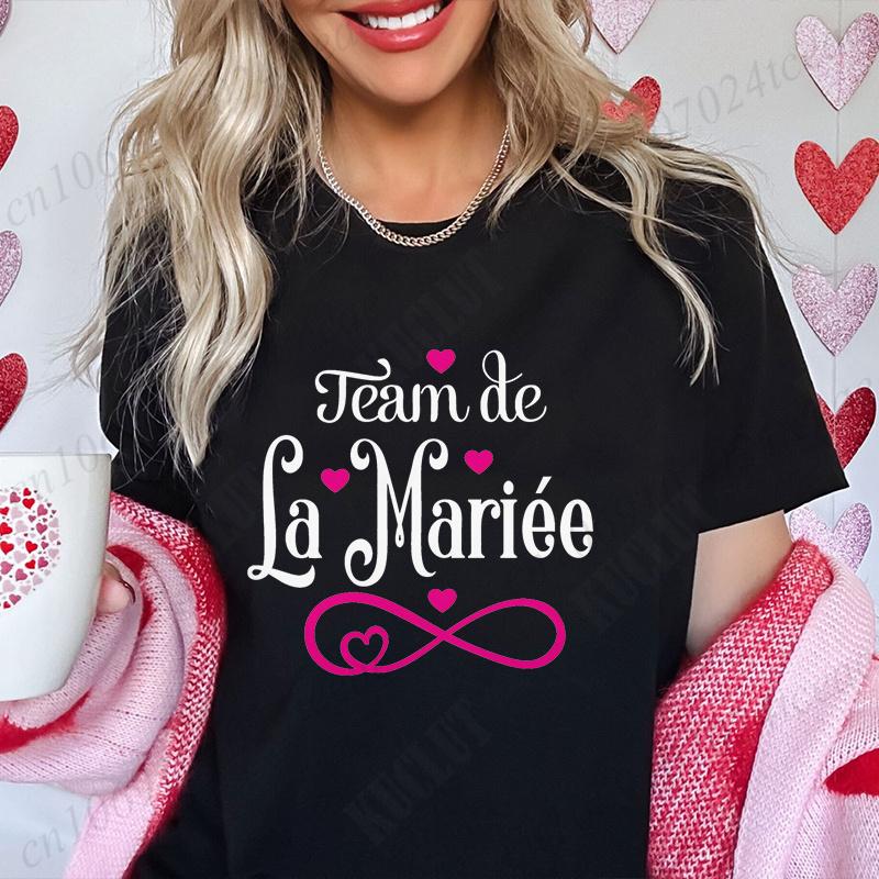 Team Bride Tshirt Women Bachelorette Hen Bridal Wedding Party T-Shirts Tees Evjf Future Clothing French Single Farewell Tops