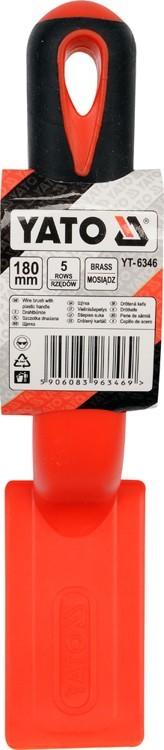 Wire brush, brass wire, 5 rows, plastic handle YT-6346 YATO