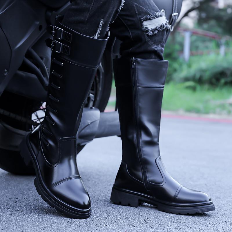 Men’s Motorcycle Boots Western Boots Black Jockey Boots Casual Brown Street Style Cool High Boots Plus Size