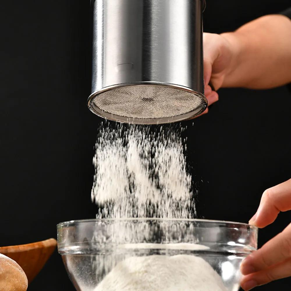 Hight Quality Powder Sugar Shaker With Hand Press Design Stainless Steel Flour Sifter For Baking Fine Mesh Flour Sifter Sieve