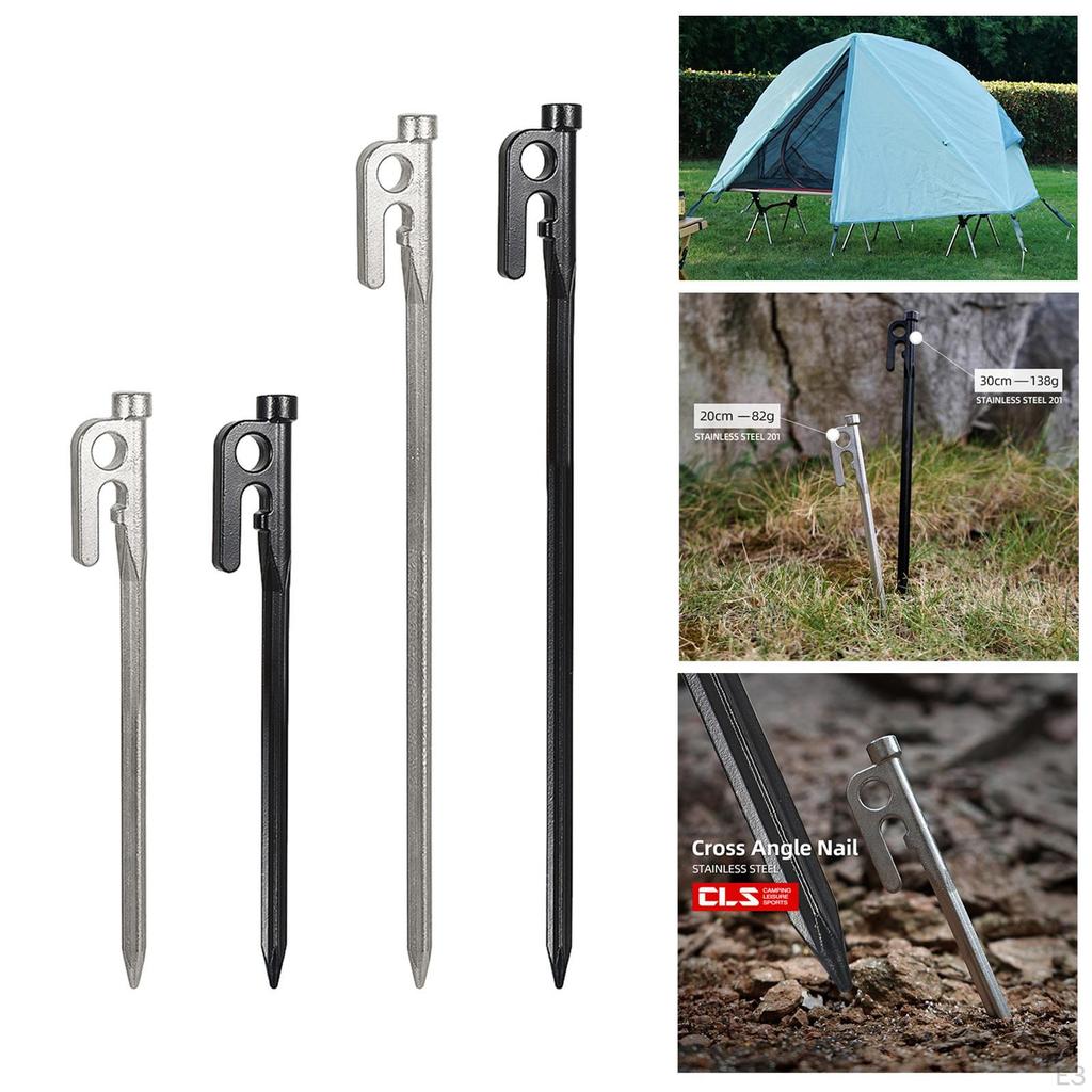 201 Stainless Steel Tent Stakes 4pcs Heavy Duty And Durable Pegs Hook for Campings Outdoor