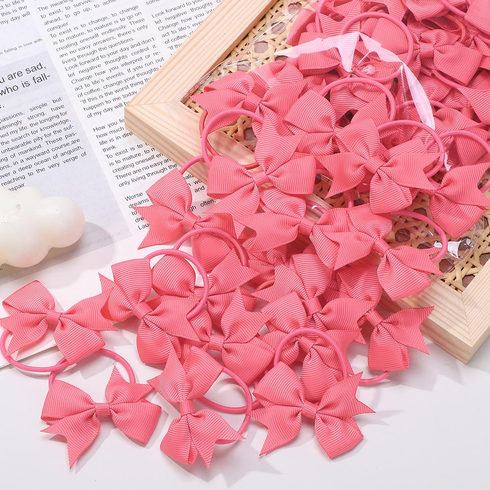 20Pcs/lot Girls Ribbon Hair Bows Rubber Band Kids Lovely Cheer Bowknot Hairband Boutique Children Headband headdress BABY BOWS