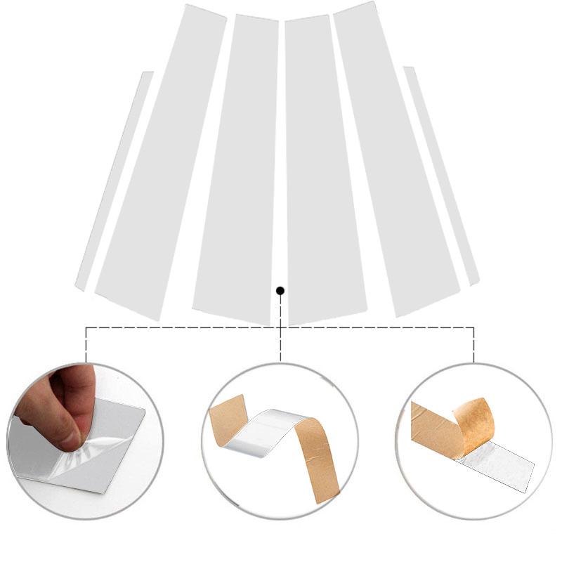 6Pcs Silvery Car Door Window Pillar Posts Trim Cover Sticker For Toyota Camry 2012 2013 2014 2015 2016 2017 BC Column Parts