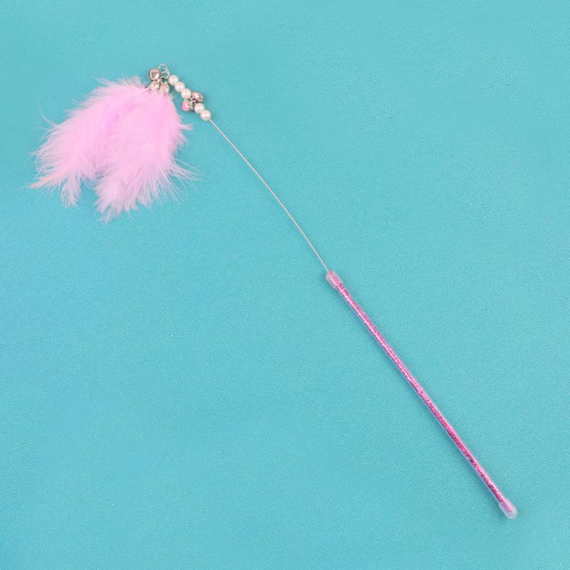 Hot fairy feather bells tease cat stick interactively to relieve boredom and make sounds of cat toys four colors
