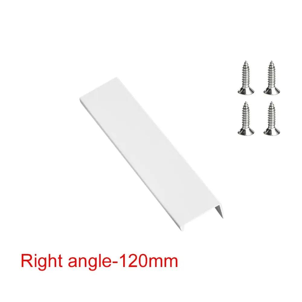 80/120/150/200mm White Hidden Cabinet Handles Aluminum Alloy Kitchen Cupboard Drawer Knobs Long Pull Handle with 16mm Screws