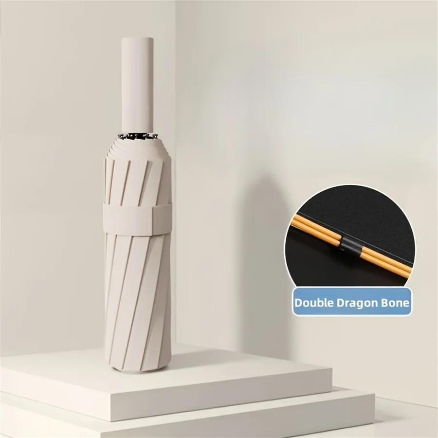 

Полностью автоматический зонт с 12 костяными черными клеями и толстым и прочным килем, тройной складной зонт, устойчивый к ультрафиолетовому излучению etal-fiber composite