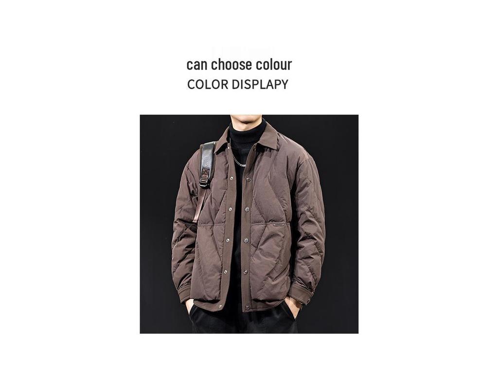 2025 Men's Trendy Lapel Patchwork Down Jacket - Lightweight Autumn/Winter Brand with White Duck Down Liner, Plus Sizes Available