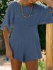 Womens Summer Slim Fit Romper Short Sleeve Crew Neck Jumpsuit with Pocket