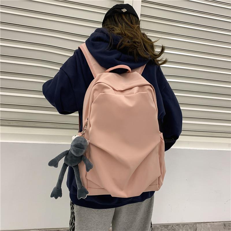 Fashion Summer Nylon Pleated Solid Color Schoolbag Fashion Street Trend Men And Women Couple Backpack