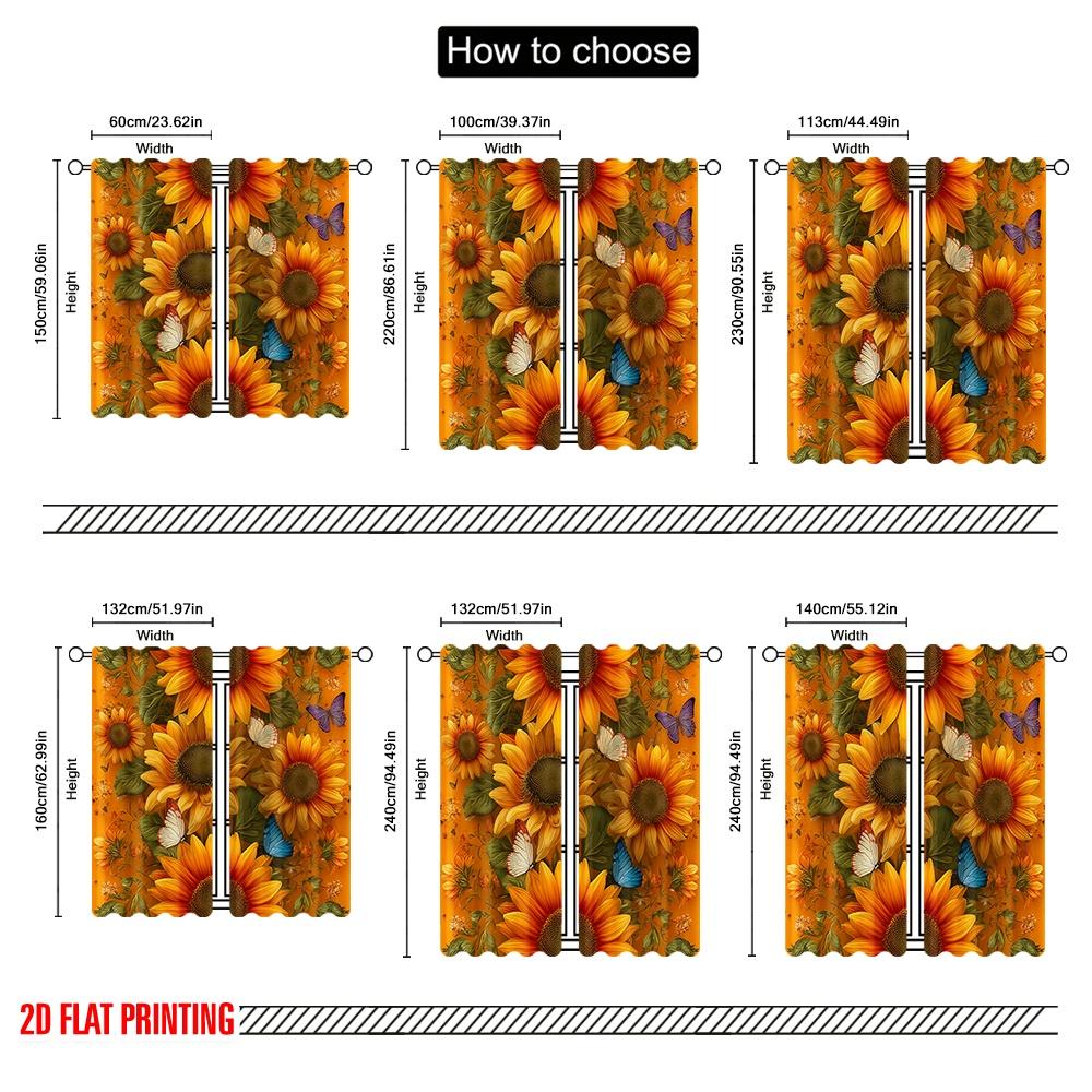2pcs,2D Plane Printing Curtains Blossom Symphony(1) Durable Polyester (without Rod) Room Decor Use for Living Room, Office,