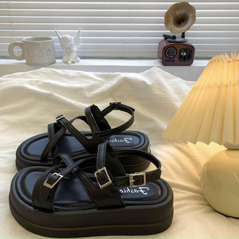 Summer new versatile non-slip silver niche muffin platform open-toed sandals women's beach shoes