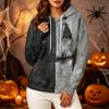 Women's Long Sleeve Halloween Printed Hoodie for Festive Party Wear