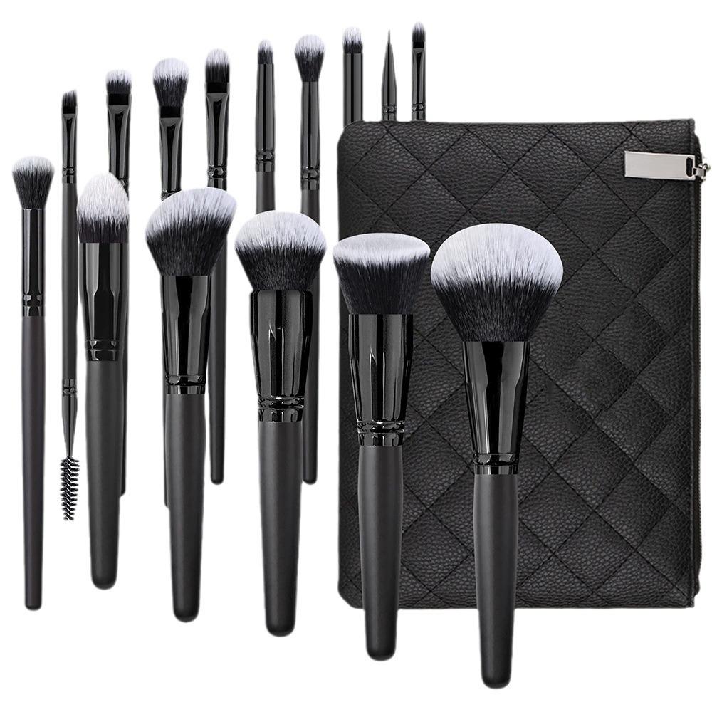 15-Piece High-End Makeup Brush Set: Black Powder, Eyeshadow, Blush & Multifunctional Tools