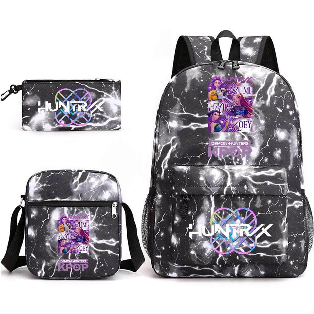 3Pcs/set Cute Cartoon Printed Backpack with Shoulder Bag Pencil Case for Teenager Student Boy Girl School Bag Large Capacity Bookbag Kid Gift