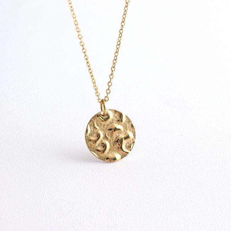 18K Gold-Plated Titanium Steel Pendant, Geometric Round Design, Trendy Style, Similar to Xiaohongshu Necklace.