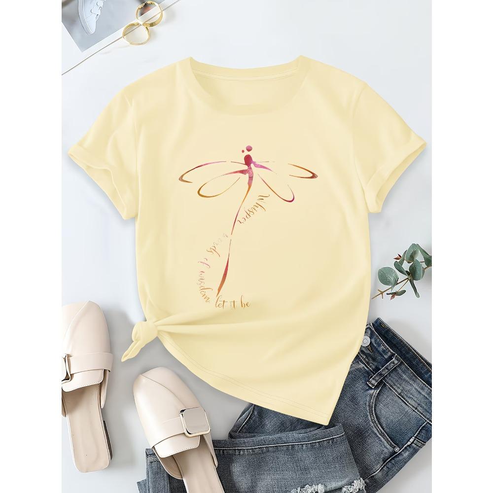 Summer Lady CLothes Crew Neck Short Sleeve Watercolor Style