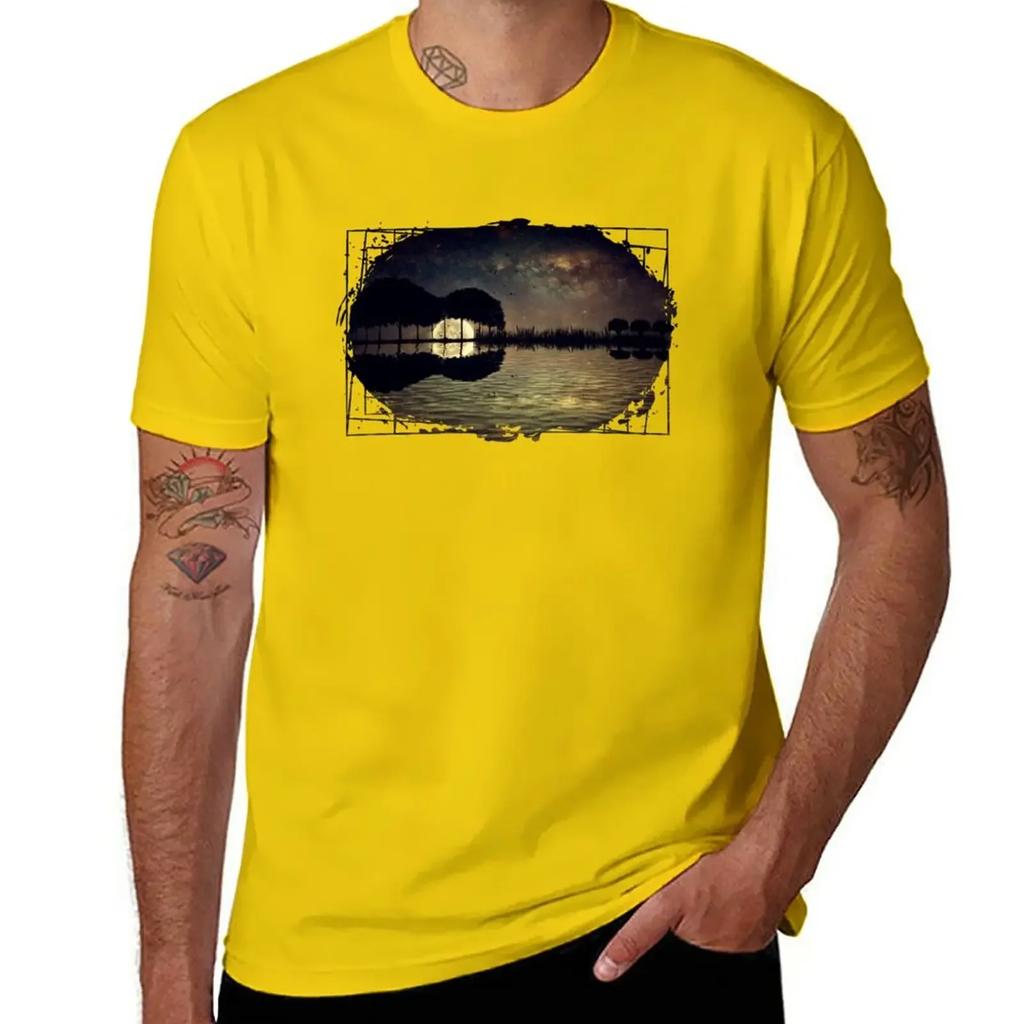 guitar island moonlight T-Shirt plain sweat customs design your own mens vintage t shirts
