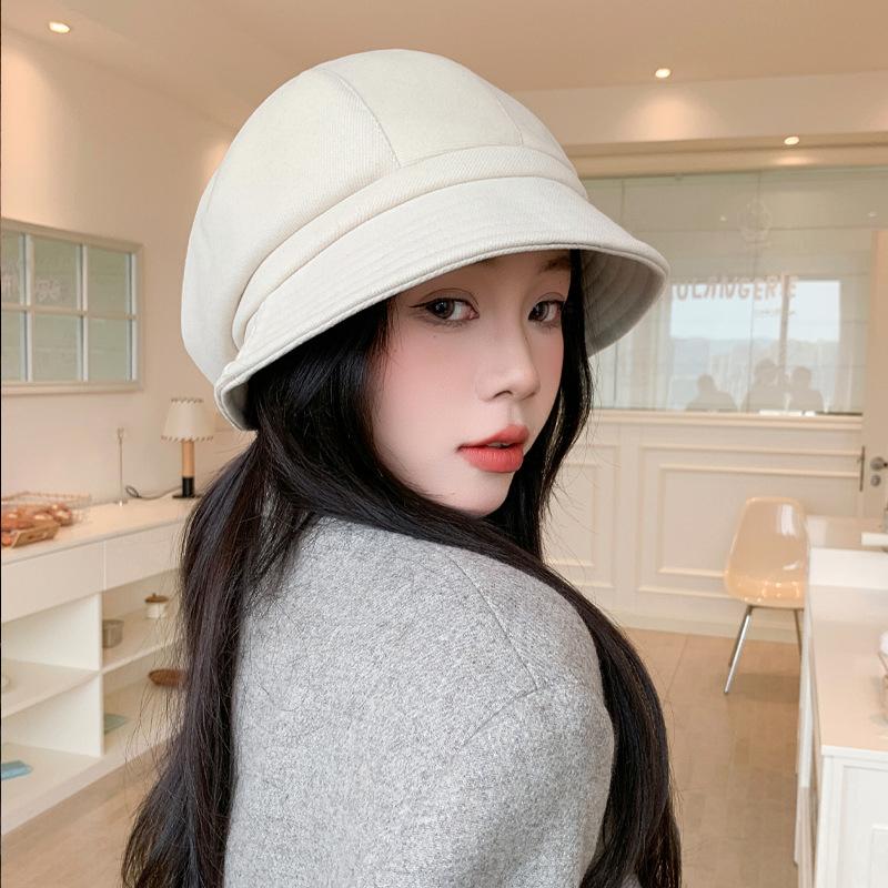 

Autumn and winter hat women s big head circumference shows face small octagonal hat advanced temperament bucket hat versatile basin hat average size