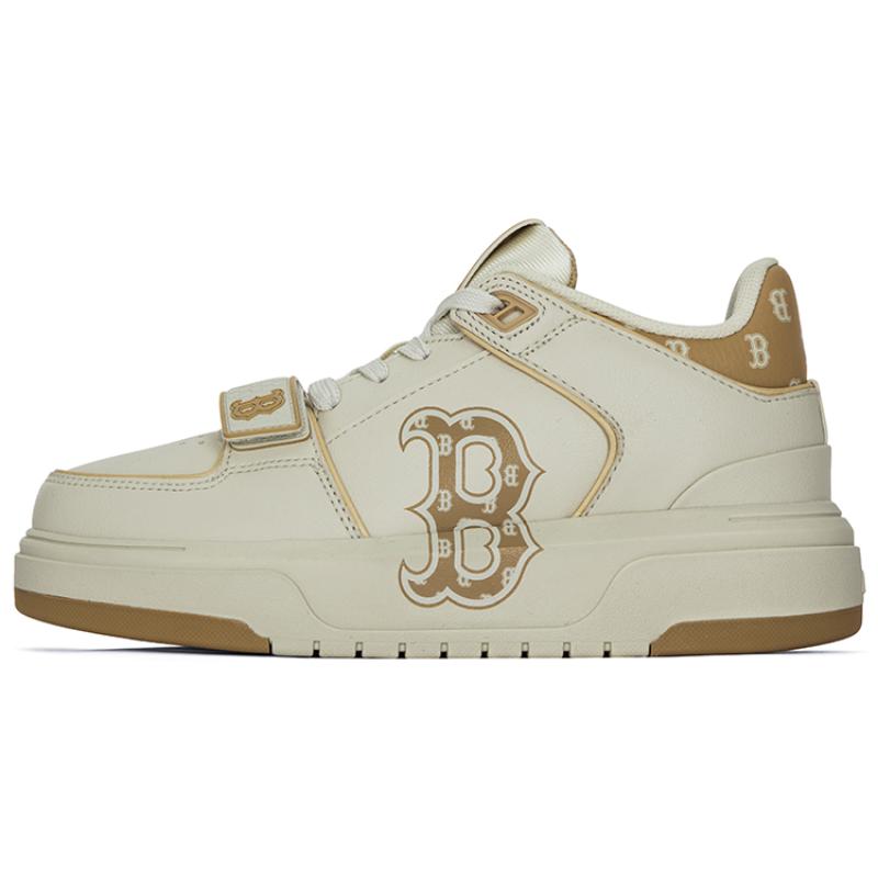 MLB Chunky Liner Mid top Skateboard Shoes Unisex Beige Yellow Sneakers 3ASXLMC4N-43BGS 38