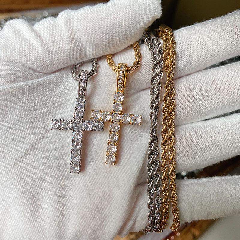 American Cross Twist Chain, Men's Simple Jewelry, Casual Hip-hop Necklace Pendant.
