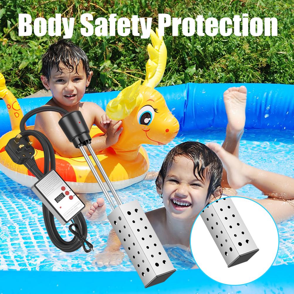 Electric Immersion Heater Bucket Water Heater Household High Power Submersible Pool Bathtub Heater with Thermostat Auto Shutoff