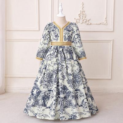 Midden-Oosterse Prinsessenfeestjurk voor Meisjes met Bloemen Hot Stamping