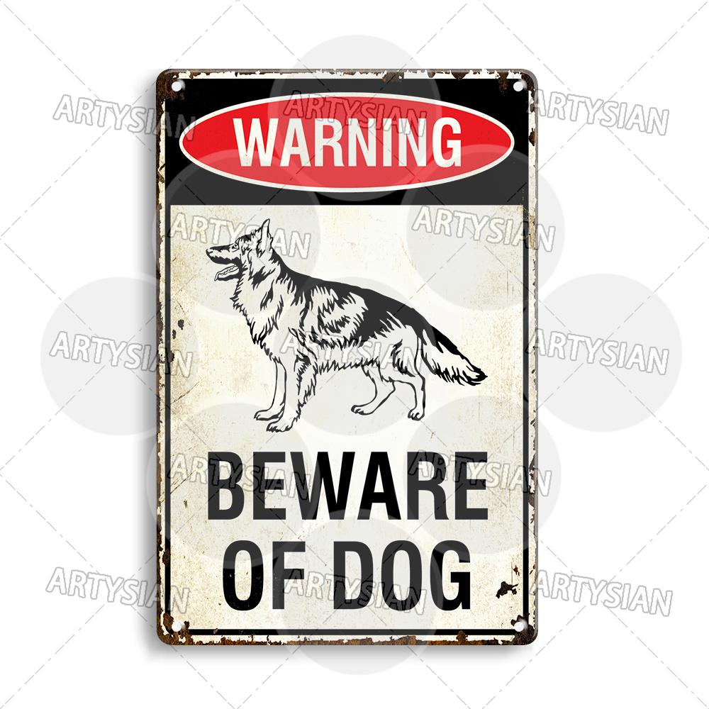 Beware Of Dogs Metal Sign Doberman Rottweiler Beagle Border Collie Dalmatian Bulldog GSD No Dogs Allowed Guide Dogs Welcome
