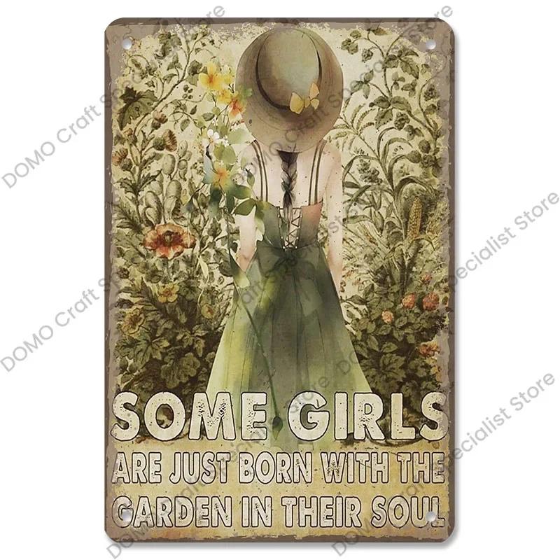 Vintage Garden Metal Tin Sign Plaque Pc  CatDogSunflowersGirl Design Ideal Wall Decor for Flower ShopManorLiving Room