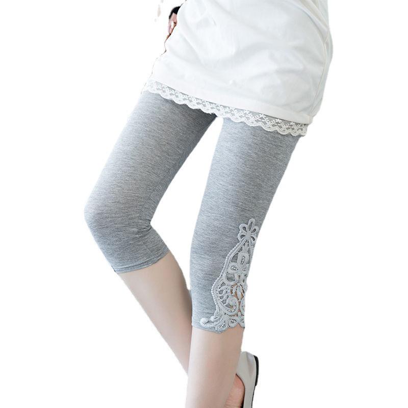 Lace Women's Leggings: Slimming, Elastic Three-Quarter Summer Tights