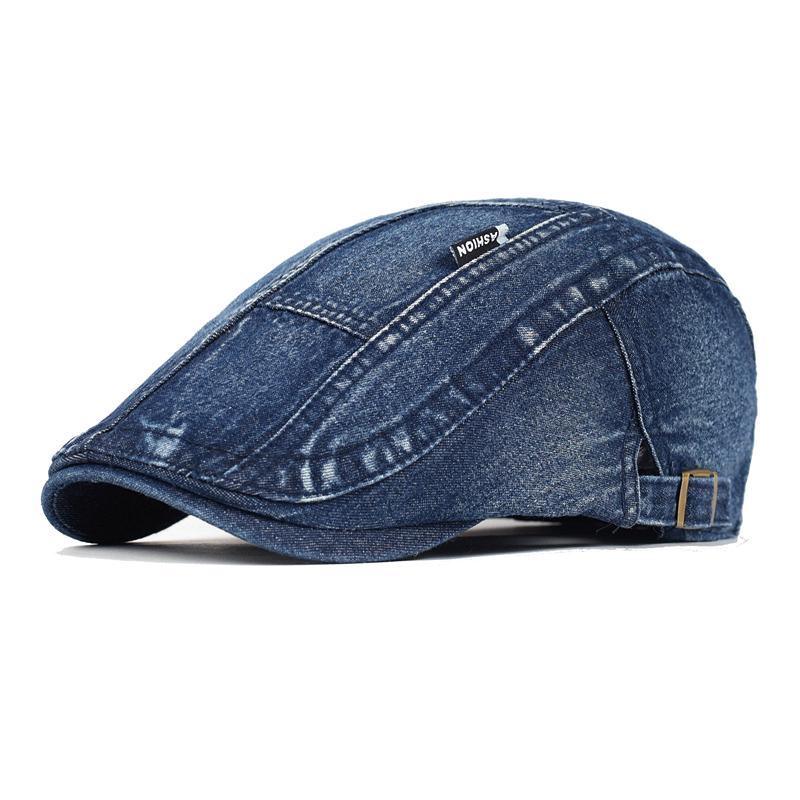 Big Size Denim Beret Hat Washed Distressed Peaked Cap Adjustable Cotton Newsboy Cap Vintage Ivy Gatsby Cabbie Hats Flat Cap