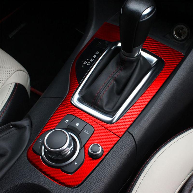 Carbon Fiber Car Center Control Gear Panel Trim Sticker For Mazda 3 Axela 2013-2016 Car Interior Accessories