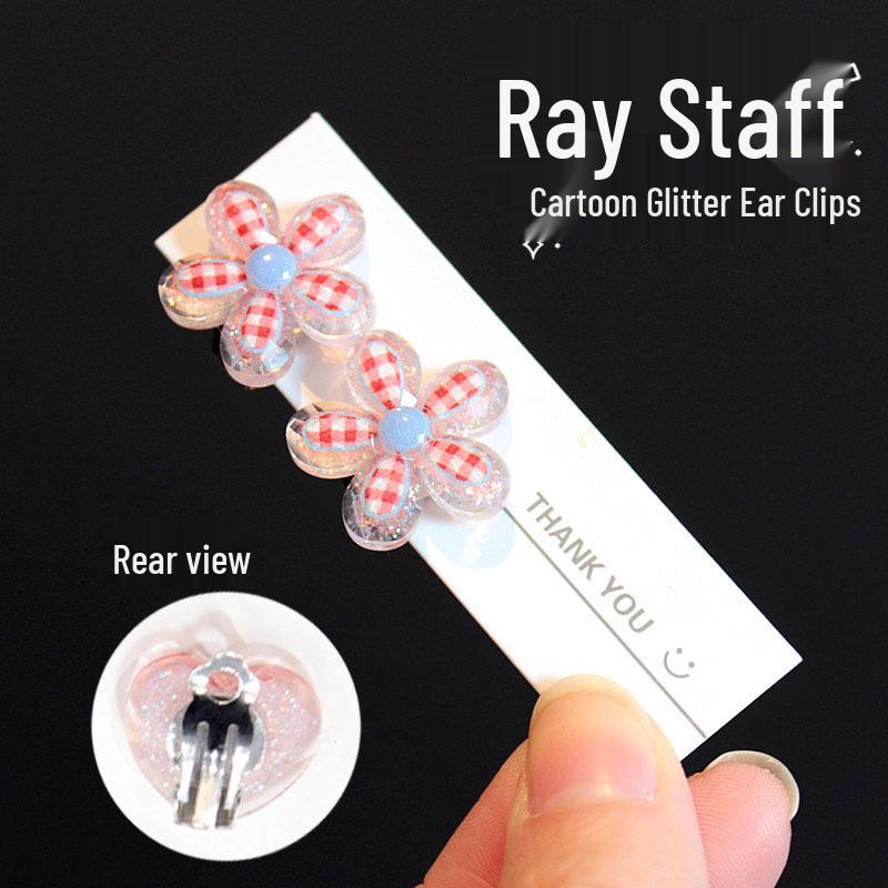 

Children s Cute Clip-On Earrings - Flower, Bear, and Cherry Designs