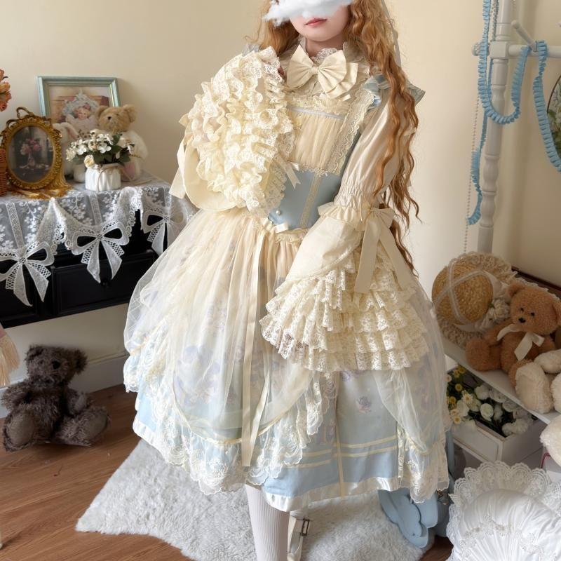 

Original Genuine Goods Spring & Fall Plus Size Lolita Shirt Big Ji Sleeve with Doll Feeling Elegance Gorgeous Female Full-Figured Women s Blouse White 4XL