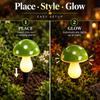 Halloween Pathway Lights Solar Green Mushroom Stake Lights 8 Modes Auto On for Garden Lawn Yard Porch Party Spooky Decor