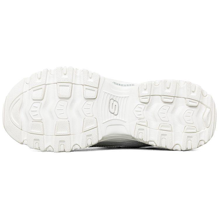 Skechers D'Lites 1.0 Bead Bear Textile, Artificial Leather Cushioning Abrasion Resistant Breathable 149463-WHT