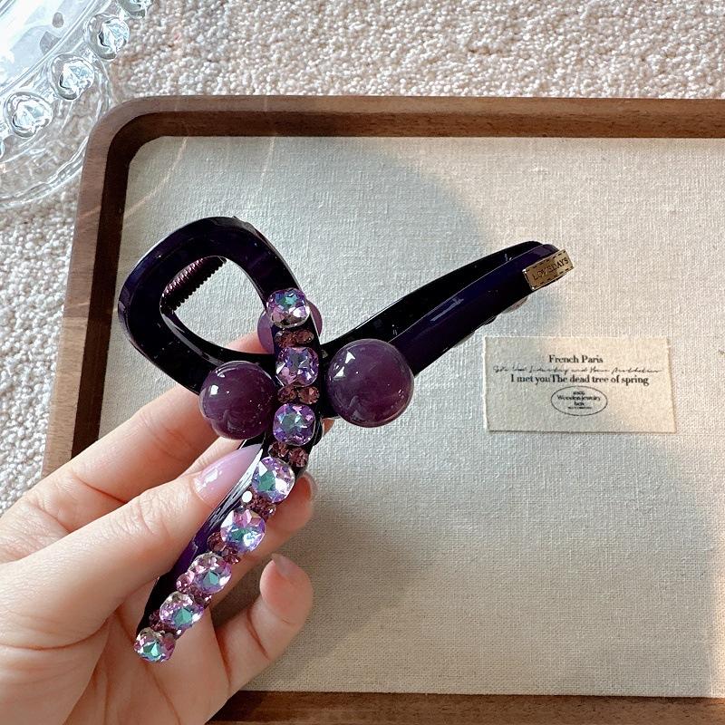 

Роскошная заколка-краб для волос с фиолетовыми кристаллами, элегантная укладка пучком для женщин