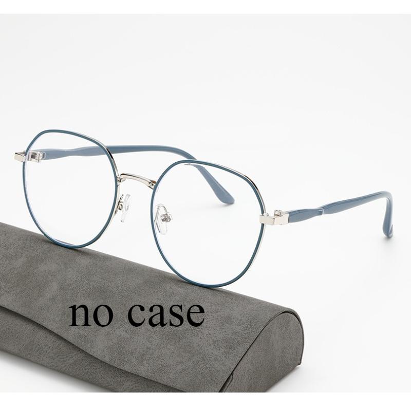 Fashion oval anti blue light glasses with metal retro frame glasses синий