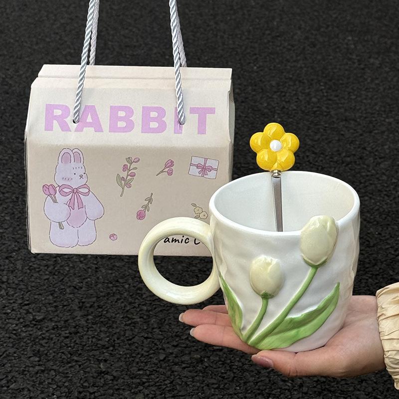 Koreanische Tulpenbecher für Mädchen Geburtstagsgeschenke Praktische Tassen für beste Freundin Souvenir Geschenkbox
