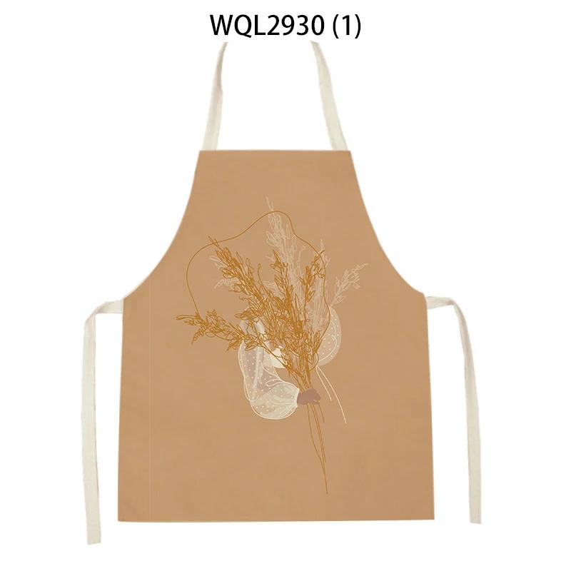 Cleaning Supplies Flower Plants Pattern Kitchen Aprons Sleeveless Linen Aprons Home Cooking Baking Accessories Antifouling Apron