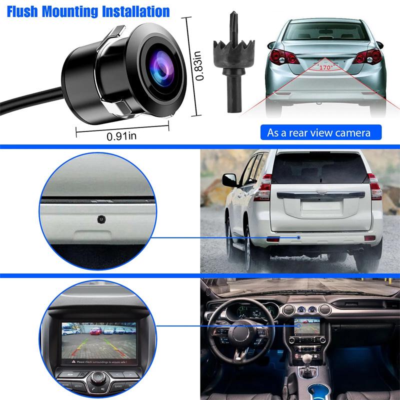 Araba Geri Vites Kamerası HD Gece Görüşlü Geniş Açı Arka Görüş Park Kamerası Su Geçirmez CCD LED Otomatik Yedekleme Monitörü Renkli Görüntü