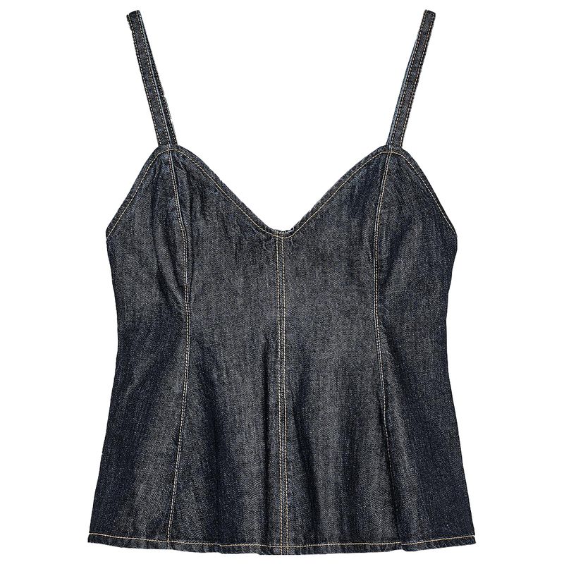 Zaprha2025 New Arrival American Sexy Wavy Style Wide Swing V Neck Camisole Denim Tops Ladies 8197064