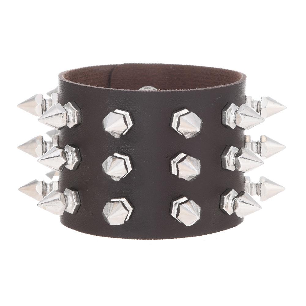 Riveted Punk Rock Leather Bracelet - Gothic Nightclub Wristband Accessory